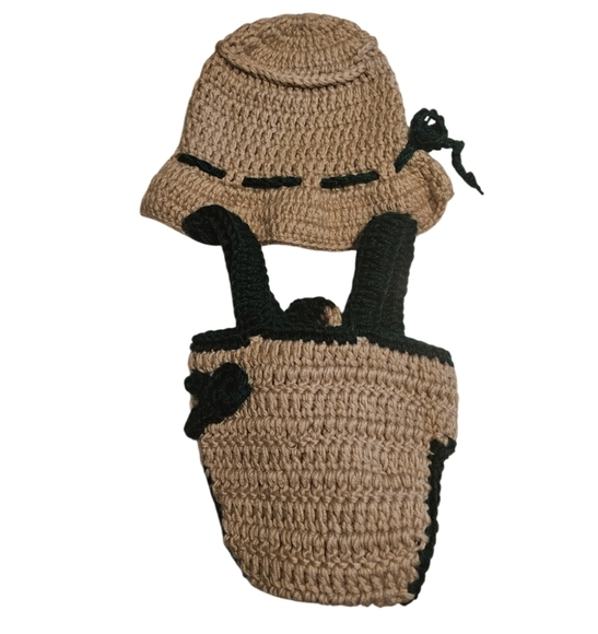 Hand Crafted Newborn 3-pc Set Crochet Photography props Hat diaper cover-up boot - Picture 12 of 17
